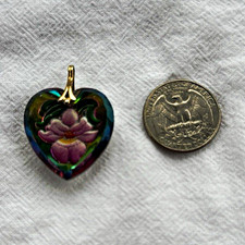 Art Deco Reverse-Carved Blue Glass Intaglio Rose Pendant with Paste Accents — listing 3