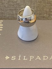 Silpada Sterling Silver Hammered Rectangular Statement Ring with CZ Accent, listing 3