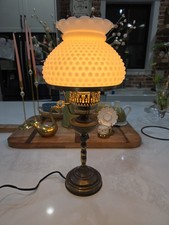Vintage Brass Table Lamp with Clear Glass Chimney and Urn-Form Base — listing 4