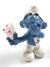 1982 Schleich Peyo Smurf PVC Figure Carrying Cake on Original Wallace Berrie Card — listing 5