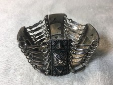 Vintage Mexican Aztec/Mayan Panel Link Bracelet, Two-Tone Silver and Copper, Maker Unknown — listing 6