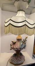Vintage Italian Capodimonte-Style Porcelain Table Lamp with Applied Roses — listing 4