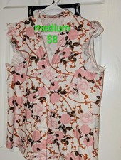 Sleeveless Floral Print Tank Blouse, Navy Multicolor — listing 6