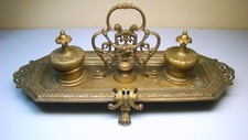 Vintage Brass-Handled Desk Set — Letter Opener and Scissors with Leather Case — listing 6