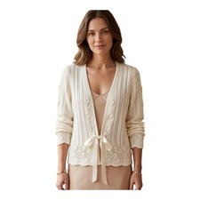 Altar'd State Cream Textured Knit Button-Front Cardigan, Size M — listing 4