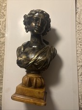 Bronze or Spelter Portrait Bust of a Bearded Male Figure on Socle Base