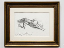 Framed Original Charcoal Sketch of Dancing Figure, Signed — listing 2