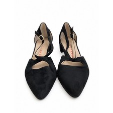 Sacha London 'X-Ray' Taupe Nubuck Suede Square-Toe Block Heel Pumps, Size 10B