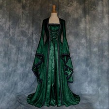 Women's Gothic Witch/Sorceress Halloween Costume Dress with High Collar and Bell Sleeves — listing 4