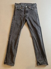 Levi's 501 Faded Black Denim Jeans, Red Tab, Leather-Style Patch