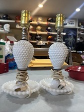 Vintage Mid-Century Milk Glass Boudoir Table Lamp with Fluted Column, Marble Base, and Original Ruffled Tulle Drum Shade — listing 3