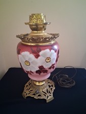 Vintage Gone With The Wind Pink Hand-Painted Hurricane Table Lamp 26in — listing 4