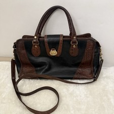 Vintage Brahmin Black Leather Doctor's Frame Bag with Croc-Embossed Trim — listing 5