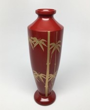 Bamboo Lacquerware Lidded Vase in Oxblood Red