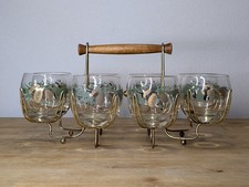 Vintage Mid-Century Modern Highball Tumblers, Pair with Turquoise & Gold Cocktail/Barware Motif — listing 2