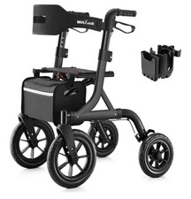 Blue Rollator Walker with Padded Seat, Wire Basket, and Hand Brakes — listing 3