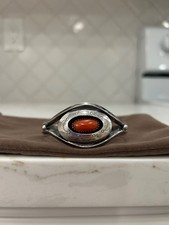 Navajo Sterling Silver Bezel-Set Coral Drop Earrings, 1" with 1/2" Wire Drop — listing 4