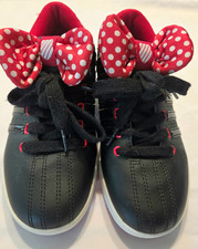 Disney Minnie Mouse Kids White Low-Top Sneakers, Size 3, Pastel Rainbow Laces