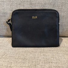 Mark & Graham Light Blue Pebbled Leather Monogrammed Zip Pouch — listing 6