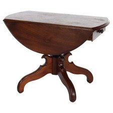Antique Walnut Drop Leaf Dining Table with 6 Turned Legs (2 Swing Legs), 4' x 5'5" Open — listing 5