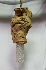 Vintage Grapevine Root Table Lamp with Green Drum Shade — listing 2