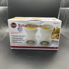 Norpro Set of 2 Ceramic Butter Warmers with Chrome Stands and Candles (Model 220) — listing 4