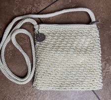Vintage Black Woven Cotton Crochet Crossbody Purse — listing 4