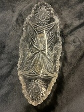 American Brilliant Period Cut Glass Oval Celery/Relish Dish with Hobstar and Fan Pattern — listing 2