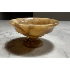 Carved Alabaster Bowl / Dish with Turned Foot — listing 4
