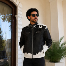 Vintage Cowhide Calf-Hair Front Jacket with Black Knit Sleeves, National Cotton Registry Tag — listing 6
