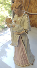 Lladró-Style Porcelain Figurine of Mother and Child in Pastel Blue Glaze — listing 5