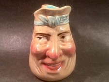 Majolica-Style Ceramic Bacchus / Zeus Bearded Head Sculpture Vase