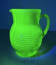 Vintage Green Depression Glass Tumbler with Optic Swirl Panels, 4 1/4 inches tall No glow