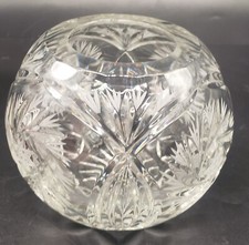 Emerald Green Cut-to-Clear Crystal Rose Bowl / Spherical Vase — listing 5