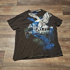 Vintage Black T-Shirt with Eagle Throttle Command Graphic — listing 5