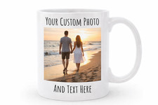 Custom Photo Coffee Mugs, Blue Interior & Handle, Personalized Dog Photos with Spanish Text (Set of Multiple) Pair, listing 3
