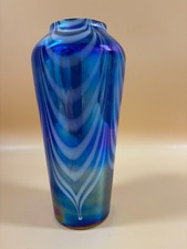 Signed Studio Art Glass Iridescent Oil Lamp with Pulled-Feather Decoration — listing 2
