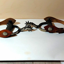 Oscar Crockett Coin-Mounted Western Spurs, Mexican Silver Coin Buttons, 5-Point Rowels — listing 5
