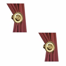 Vintage Ornate Cast Brass Curtain Tie-Back / Drapery Hook with Scrollwork and Leaf Cap — listing 3