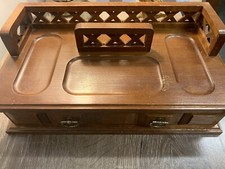 Vintage One-Drawer Side Table with Turned Legs and Lower Shelf, Painted Black — listing 5