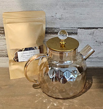 Amber Hand-Blown Glass Square Teapot-Form Vase with Applied Handle and Spout Etched signature