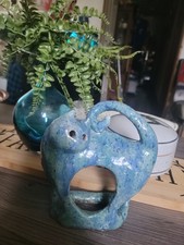 Studio Pottery Stoneware Sitting Cat Figurine, Calico Glaze with Google Eyes — listing 6