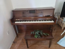 Vintage Mid-Century Spinet Console Piano with Bench — listing 6