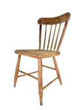 Antique 19th Century Country Plank-Seat Side Chair with Turned Spindle Back — listing 5