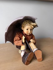 Hummel Style Chalkware Figurine, Boy Holding Doll on Bench, 4.5 inch, listing 2