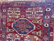 Antique Caucasian Shirvan Lesghi Star Rug, 54 x 100 inches