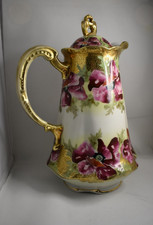 Antique Hand-Painted Porcelain Chocolate Set with Pot, Cups, Saucers & Tray Nippon, listing 5
