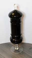 Vintage Black Amethyst Glass Footed Apothecary Candy Dish with Pointed Finial Lid — listing 5