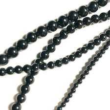 Black Onyx Beaded Necklace with Gold-Tone Spacer Beads and Spring Ring Clasp — listing 5