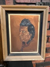 Pair of Vintage Original Oil Paintings on Copper of Native American Children, Signed E. Lochrie — listing 3